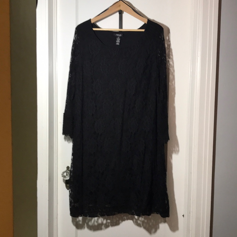 Style & Co. Women Black Lace with Black Lining Body of Dress 2X Below Knee